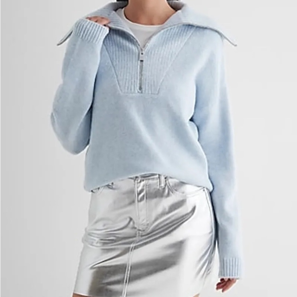 Express Quarter Zip Oversized Collar Sweater